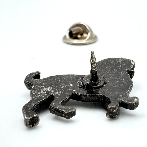 Pewter Dog Tie Pin Brooch With Collar Detail & Secure Clutch Back Vintage - Picture 6 of 6